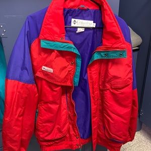 Columbia Vintage 3-in-1 Reversible Multicolored Red Teal Powder Keg Ski Jacket